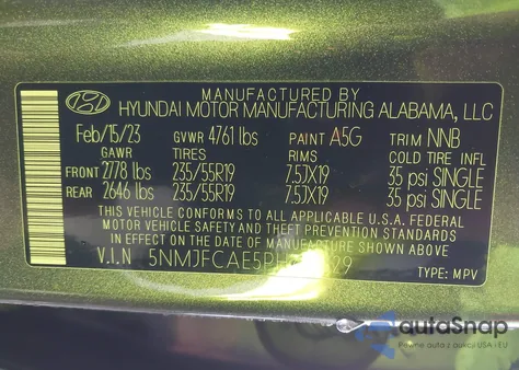 2023 Hyundai Tucson Sel z USA, uszkodzony, nr VIN 5NMJFCAE5PH234529